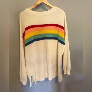 American Eagle Sweater - medium- oversized fit. Cream with rainbow across top